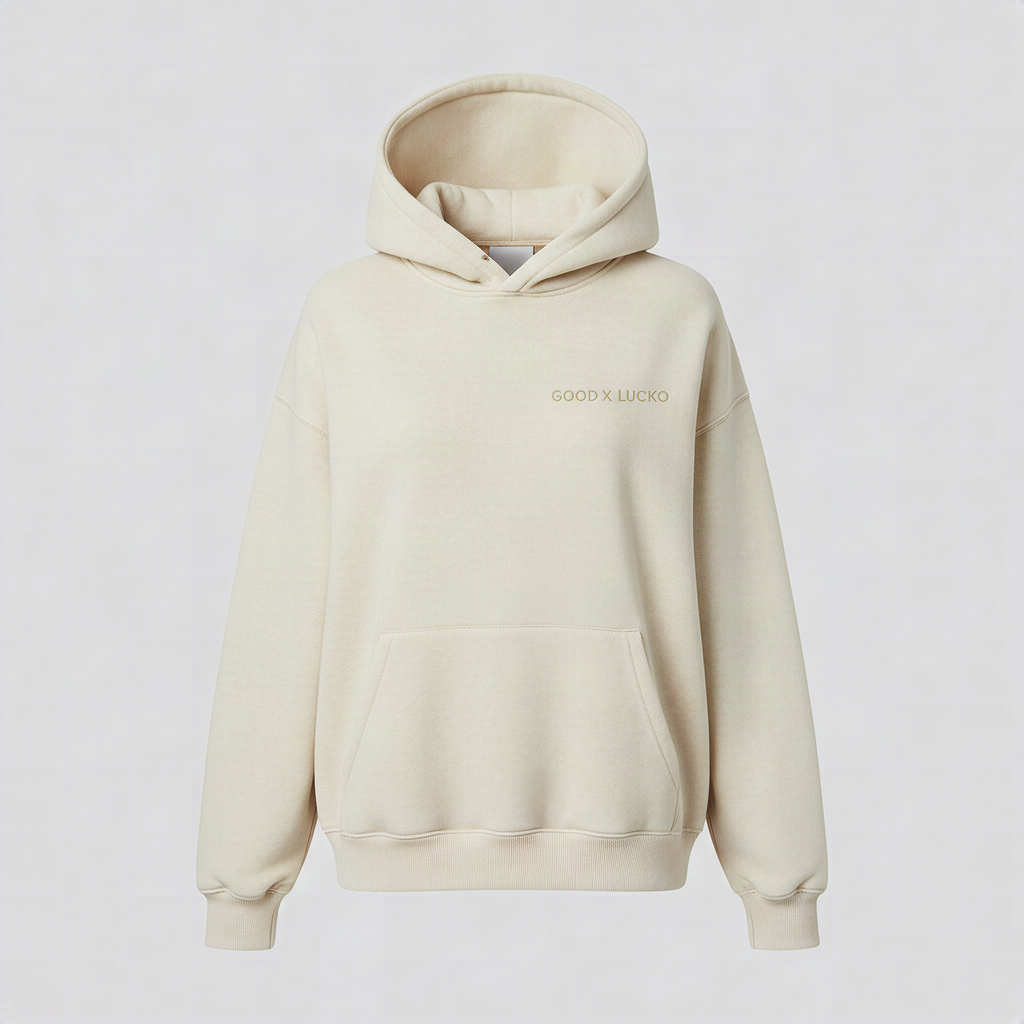 Hoodie oversize ivoire lavé, vue de face