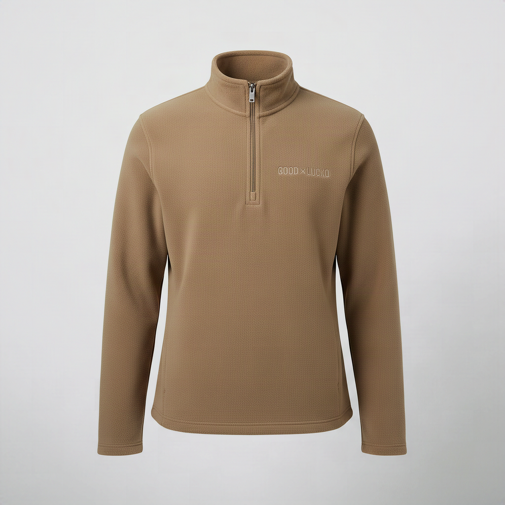 Sweat demi-zip taupe, vue de face