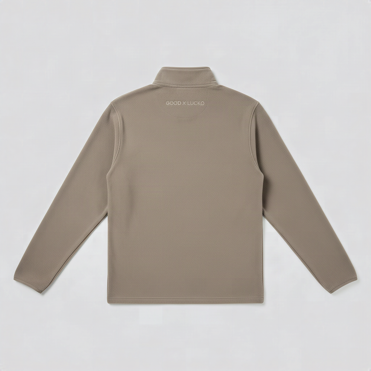 Sweat demi-zip taupe, vue de dos