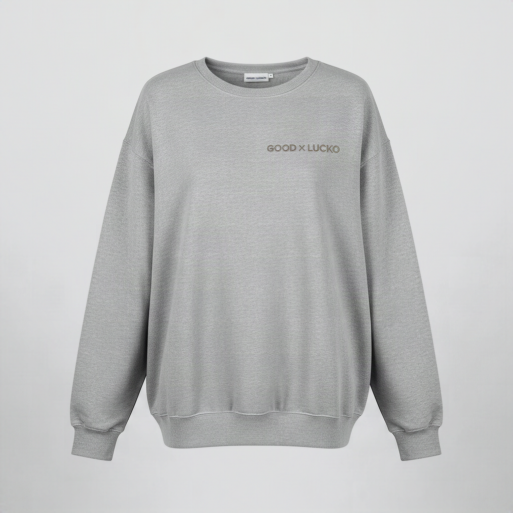 Sweat oversize gris phoque, vue de face