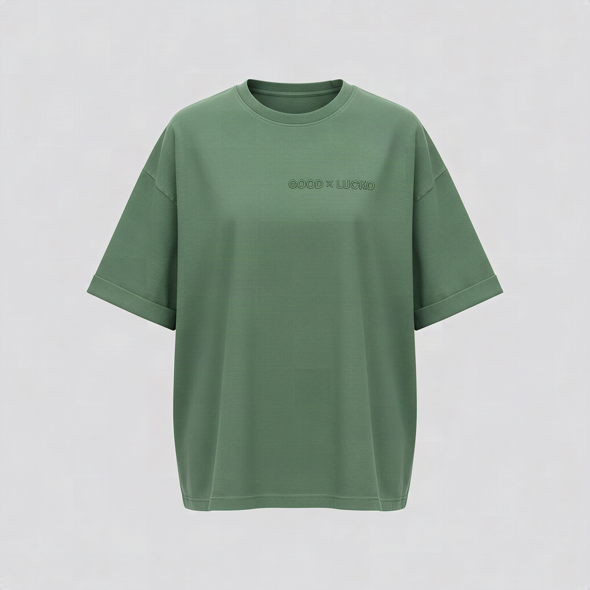 T-shirt oversize vert mousse, vue de face